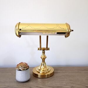 Vintage Adjustable Brass Bankers Lamp Brass Table Lamp Piano Lamp